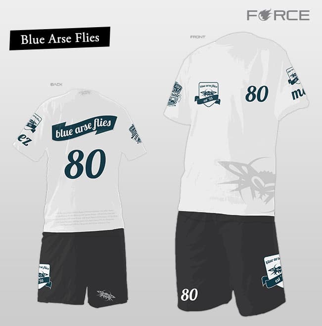 design bluearseflies white